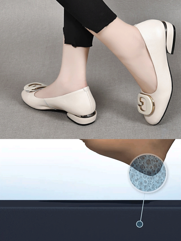 Healthy-foot حذاء جلدي بالكعب السميك من ماركة إيطالية