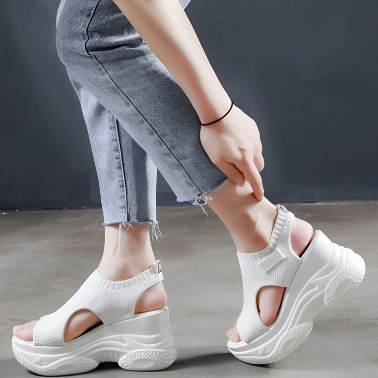Healthy-foot حذاء نسائي مشبوك للرفع، كعب بارتفاع 9 سم، ذو مرونة عالية لا يضغط القدم، مصنوع من نسيج مُحبَك للغاية يسمح بالتهوية، تشعر قدماك بالراحة في كل خطوة، مثالي للمشي والعمل-healthy-foot