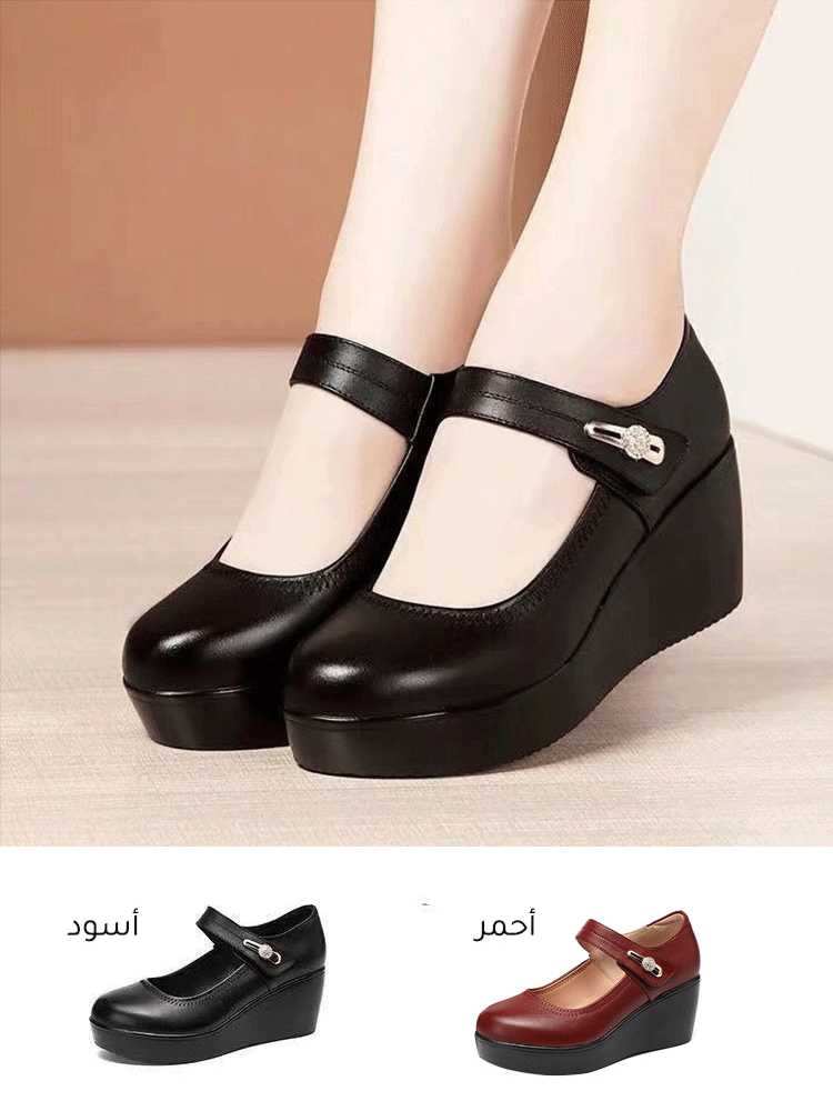 Healthy-foot حذاء جلدي نسائي إيطالي بنعل ناعم سميك