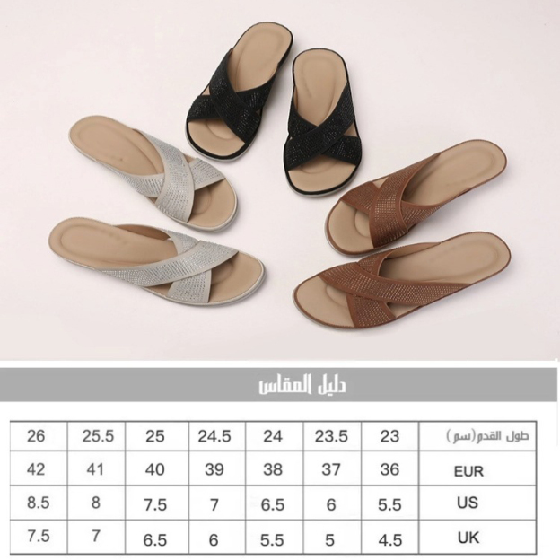 Healthy-foot   صندل روماني نسائي مرصع بالماس اللامع، أنيق وفاتن، نعل طري ومريح، مناسب للارتداء اليومي-healthy-foot