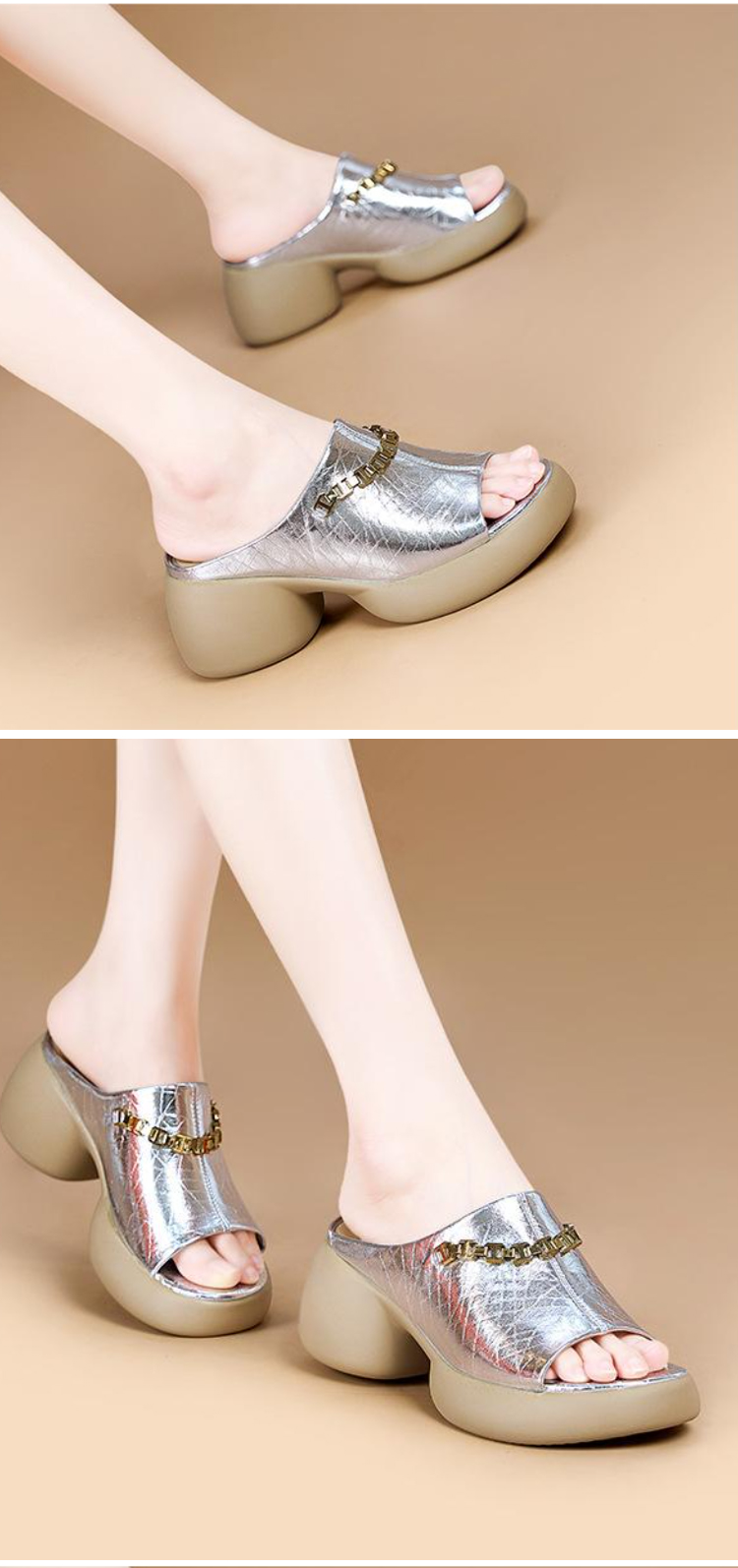 تفاصيل صندل نسائي بكعب ويدج ومقدمة مفتوحة