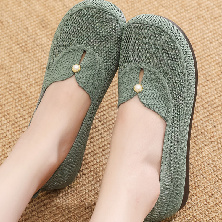 Healthy-foot حذاء كاجوال إيطالي مزين بلؤلؤ من قماش شبكي مصمم مخصص للأم