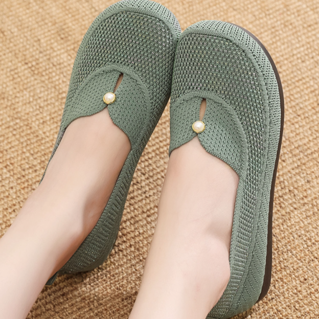 Healthy-foot حذاء كاجوال إيطالي مزين بلؤلؤ من قماش شبكي مصمم مخصص للأم