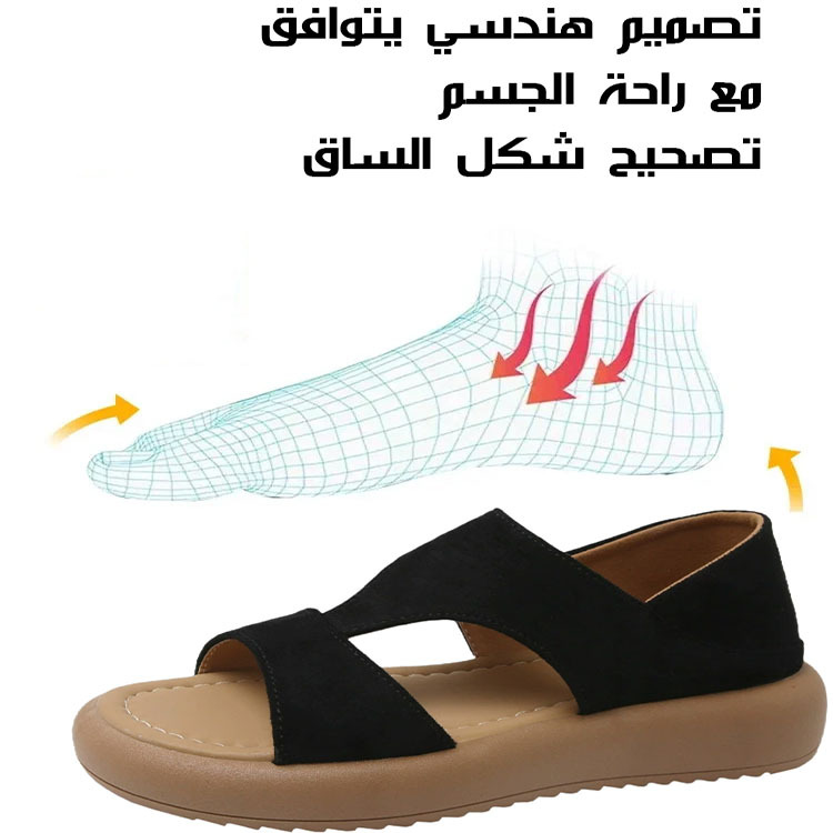 Healthy-foot صندل روماني نسائي جديد، نعل ناعم، تخميد ممتاز، تهوية جيدة، يساعد في تصحيح المشي، مناسب للارتداء مع الفساتين والسراويل اليومية-healthy-foot