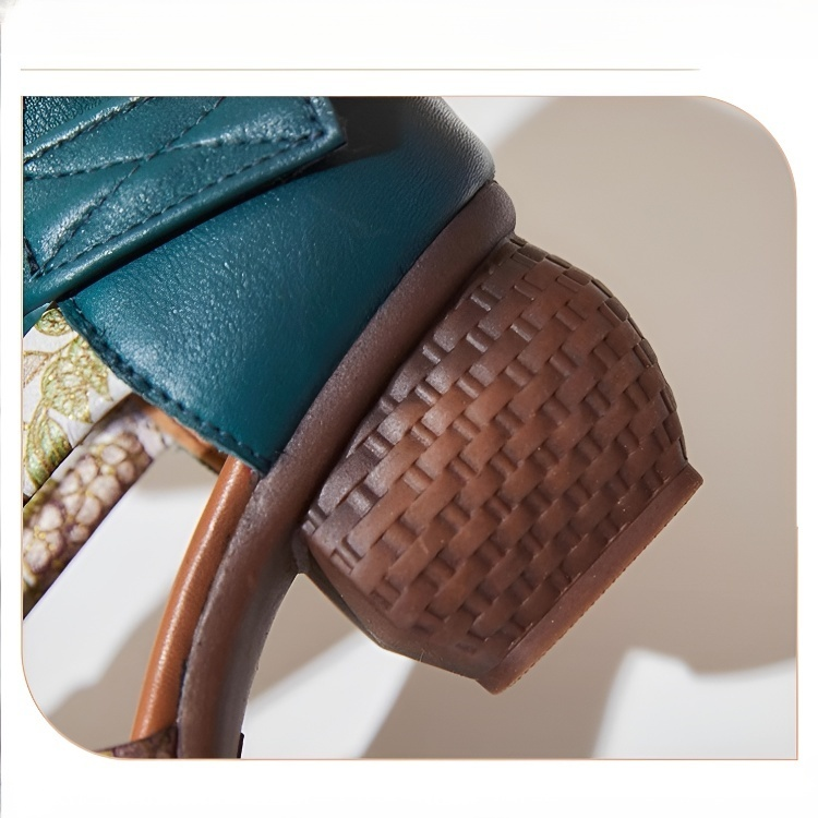 Healthy-foot صندل نسائي كاجوال جديد، بكعب بارتفاع 5 سم، مصنوع من الجلد الطبيعي، سطح أملس، طراز عتيق، مثالي للارتداء اليومي-healthy-foot