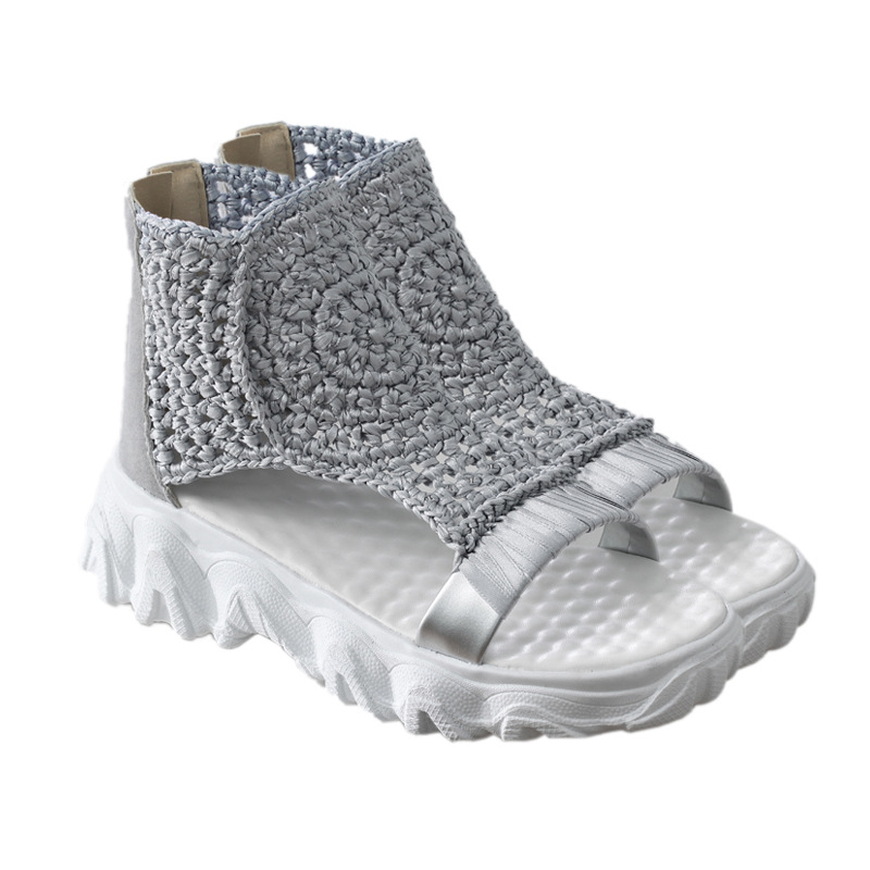 Healthy-foot صندل نسائي مضفر بكعب سميك ومفتوح من الأمام، كعب بارتفاع 5 سم، مريح وخفيف، يضيف لمسة كلاسيكية لإطلالتك-healthy-foot