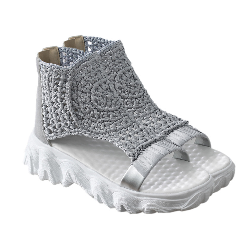 Healthy-foot صندل نسائي مضفر بكعب سميك ومفتوح من الأمام، كعب بارتفاع 5 سم، مريح وخفيف، يضيف لمسة كلاسيكية لإطلالتك-healthy-foot