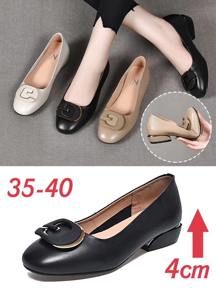 Healthy-foot حذاء جلدي بالكعب السميك من ماركة إيطالية