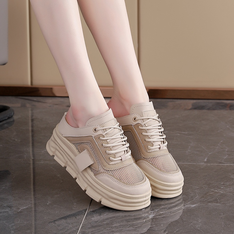 Healthy-foot   حذاء رياضي نسائي مفتوح من الخلف للتهوية وزيادة الارتفاع، سهل الارتداء والخلع، مناسب لكل المناسبات، كعب بارتفاع 5 سم يطيل خط الساق ويجعلها تبدو أنحف-healthy-foot