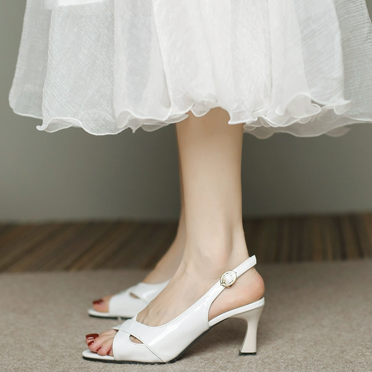 Healthy-foot أحذية كعب عالي أنيقة للسيدات مكشوفة المقدمة، كعب فرنسي بارتفاع 6 سم، مصنوعة من الجلد الناعم، مناسبة للعمل والمواعدات-healthy-foot