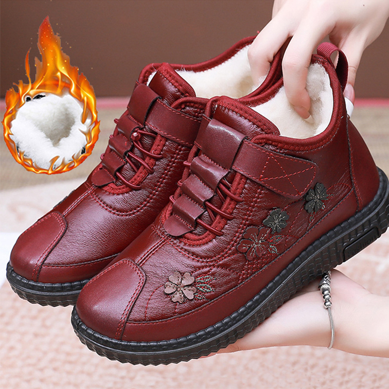 Healthy-foot حذاء مبطن بفرو ناعم من جلد الغنم الفاخر