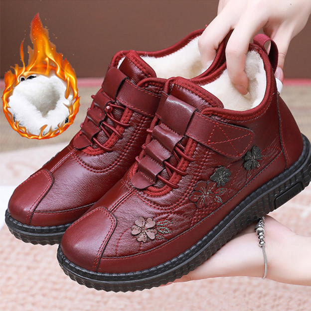 Healthy-foot حذاء مبطن بفرو ناعم من جلد الغنم الفاخر