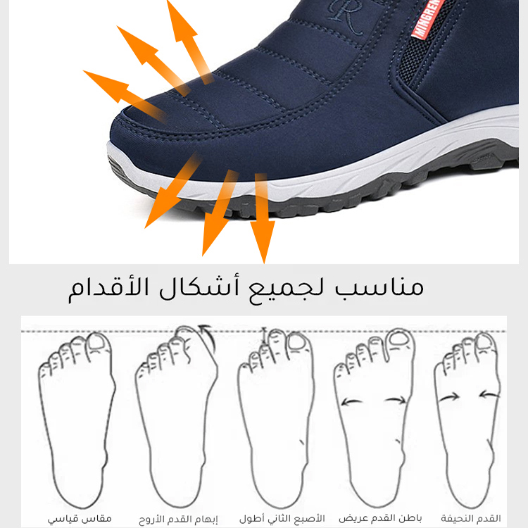 Healthy-foot  أحذية الكاحل النسائية الشتوية المبطنة بالصوف، مقاومة للماء والانزلاق، بتصميم أخير واسع لتوفير مساحة كبيرة لأصابع القدم، مما يجعلها أكثر ملاءمة للنساء في منتصف العمر وكبار السن-healthy-foot