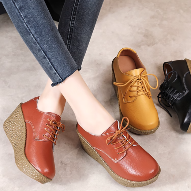 Healthy-foot حذاء جلدي خفيف وعملي، نعل سميك وداعم، يزيد من الطول بمقدار 8 سنتيمترات