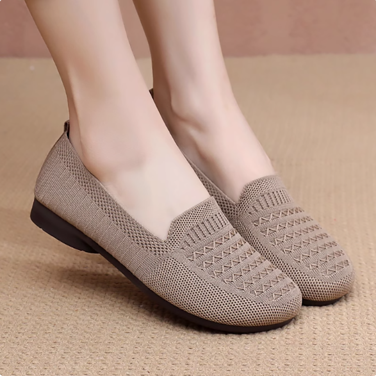 Healthy-foot حذاء نسائي دائري للاسترخاء، مصنوع من قماش محبوك ناعم، تصميم أنيق، مريح وقابل للتنفس، مثالي للسيدات الأنيقات في منتصف العمر وكبار السن-healthy-foot