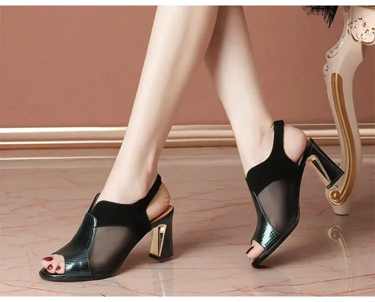 Healthy-foot أحذية نسائية جلدية مريحة بكعب سميك بارتفاع 7 سم