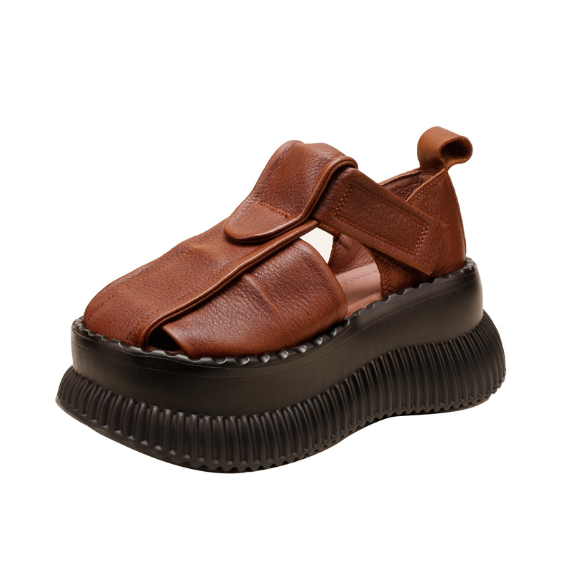 Healthy-foot صندل نسائي ذو منصة مستديرة من الأمام، على الطراز الإيطالي القديم، كعب عالي 8 سم، نعل ناعم ومريح، مقدمة مستديرة تجعل القدمين أنحف بصريًا، نمط أنيق ومتعدد الاستخدامات-healthy-foot