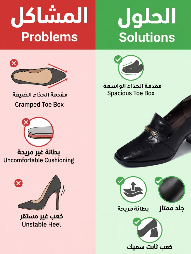 【نفس موديل المول】 حذاء نسائي بكعب عالٍ 6 سم من الجلد الناعم بمقدمة مربعة