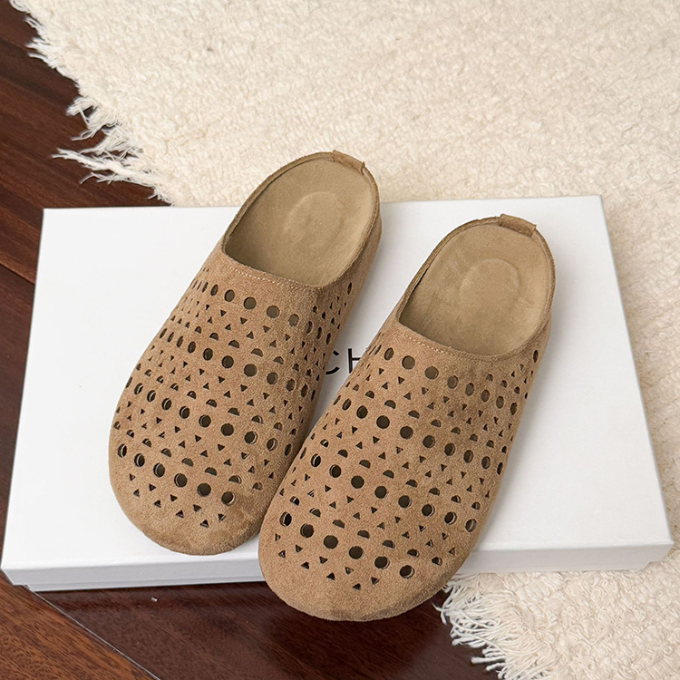 Healthy-foot صندل نسائي مفرغ مع مقدمة مستديرة ومفتوح من الخلف، كعب منخفض 3.5 سم، بطانة داخلية ناعمة للغاية توفر راحة قصوى، لا تسبب التعب حتى بعد الوقوف لفترات طويلة-healthy-foot