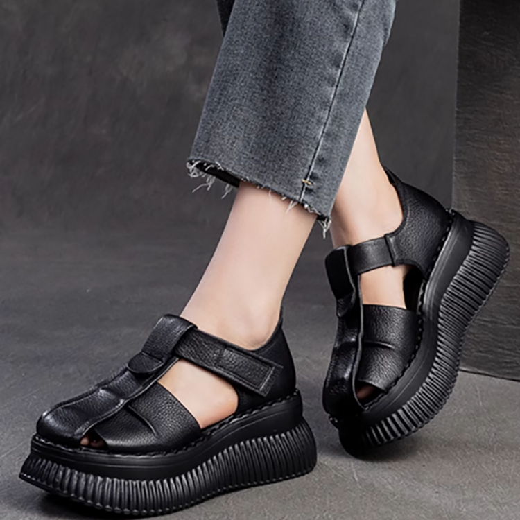 Healthy-foot صندل نسائي ذو منصة مستديرة من الأمام، على الطراز الإيطالي القديم، كعب عالي 8 سم، نعل ناعم ومريح، مقدمة مستديرة تجعل القدمين أنحف بصريًا، نمط أنيق ومتعدد الاستخدامات-healthy-foot