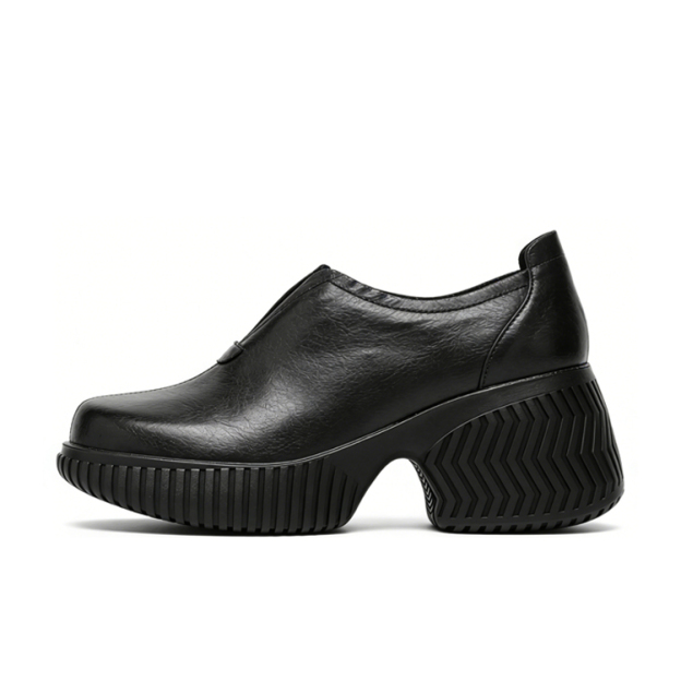 Healthy-foot حذاء كاجوال من الجلد الناعم مع شريط مطاطي مناسب لقصار القامة