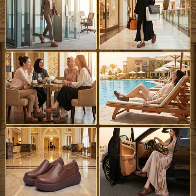 Healthy-foot حذاء معتق راقي جلدي بنعل سميك للنساء 