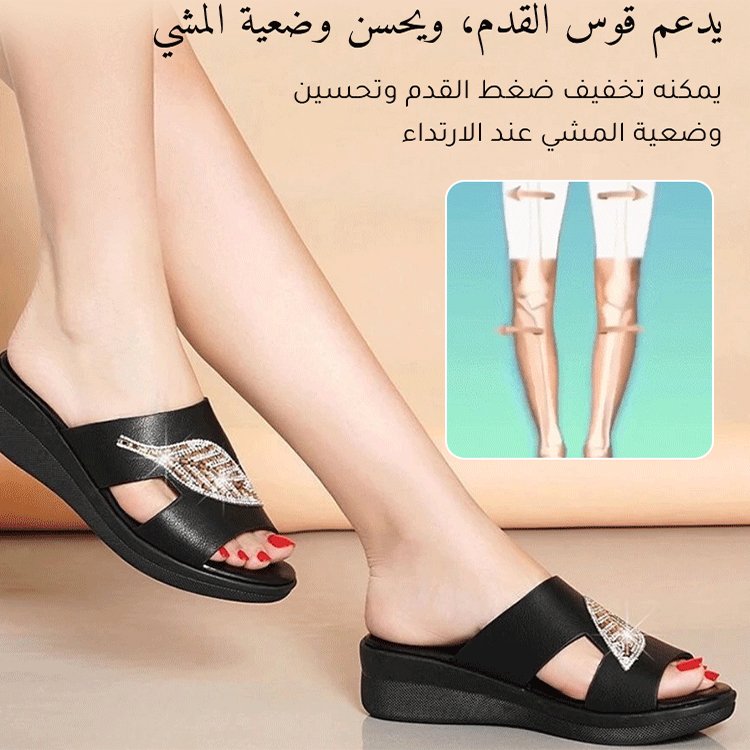 Healthy-foot صندل جلدي نسائي بنعل ناعم لامتصاص الصدمات-healthy-foot