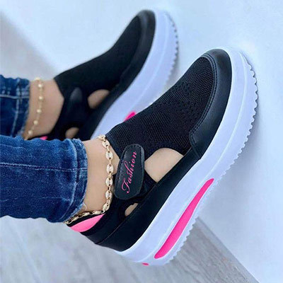 Healthy-foot حذاء نسائي فضفاض وعملي، مصنوع من نسيج محبوك مرن وراحة، لا يسبب التعرق، مثالي للنساء المسنات-healthy-foot