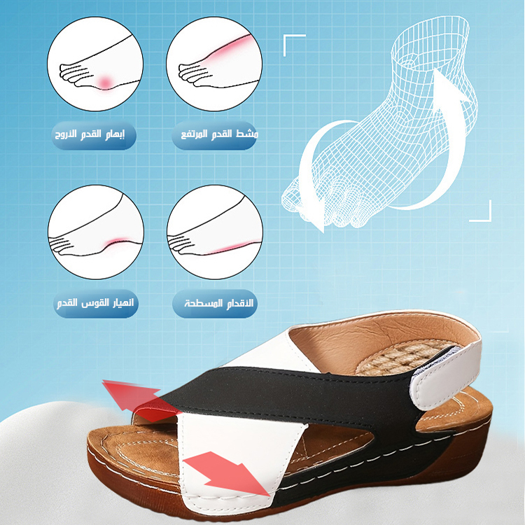 Healthy-foot صندل نسائي بالطراز العربي، مع كعب مائل، بطول 5 سم، جلد مخمل، أنيق وعتيق وأنيق للغاية-healthy-foot