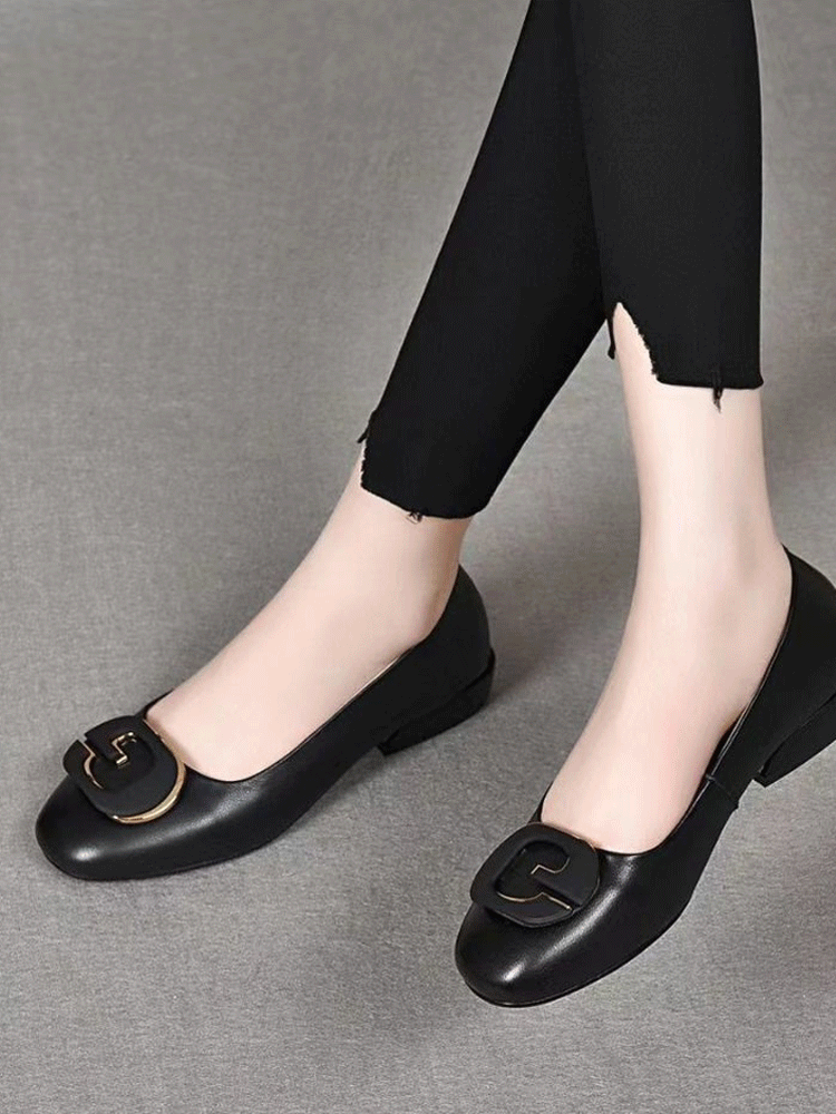 Healthy-foot حذاء جلدي بالكعب السميك من ماركة إيطالية