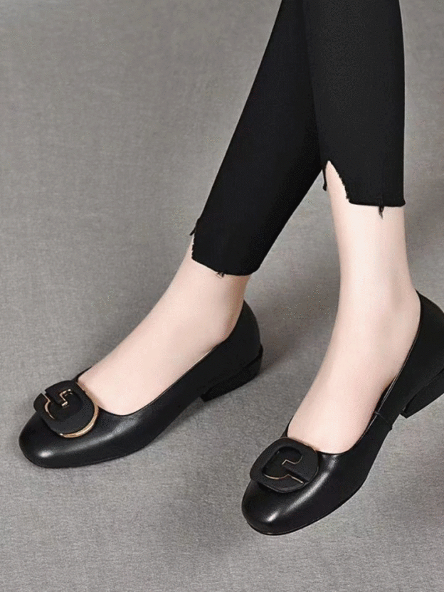 Healthy-foot حذاء جلدي بالكعب السميك من ماركة إيطالية