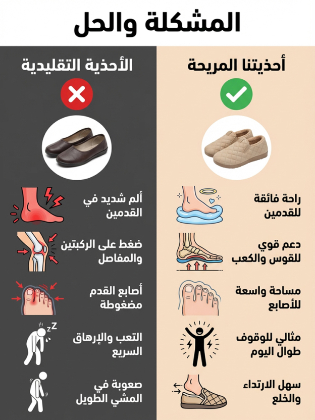 حذاء قطني كاجوال مقاوم للماء والانزلاق، سهل الارتداء