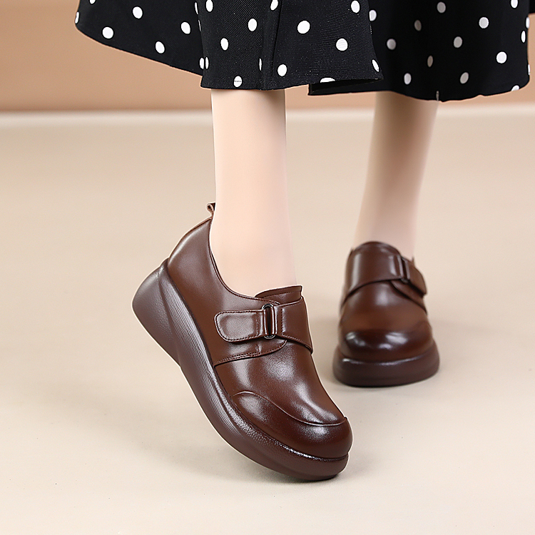 Healthy-foot  حذاء نسائي من الجلد الطبيعي منخفض الارتفاع، بمقدمة مستديرة وكعب 5 سم. مريح وناعم، متعدد الاستخدامات، مثالي للتنقل، والعمل، والخروج-healthy-foot