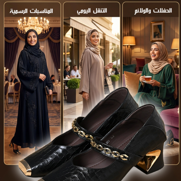 Healthy-foot  حذاء نسائي كلاسيكي أنيق بكعب 5 سم، مصنوع من جلد التمساح بلمسة مطفأة راقية، يخلق إطلالة عصرية كلاسيكية مثالية للعمل وارتداء اليومي-healthy-foot