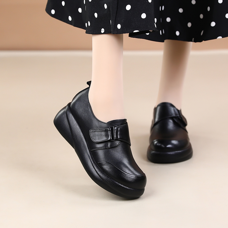 Healthy-foot  حذاء نسائي من الجلد الطبيعي منخفض الارتفاع، بمقدمة مستديرة وكعب 5 سم. مريح وناعم، متعدد الاستخدامات، مثالي للتنقل، والعمل، والخروج-healthy-foot