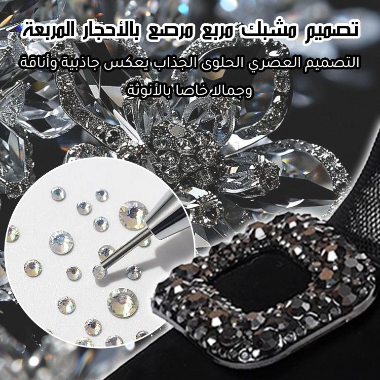 Healthy-foot حذاء كعب عالٍ أسود للسيدات، مزخرف بلمسات فاخرة من الأحجار المربعة المرصعة، مثالي للعمل اليومي والحفلات المسائية-healthy-foot