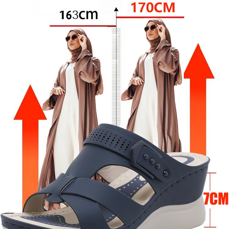 Healthy-foot صندل نسائي مفتوح من الأمام بكعب 7 سم، نعل سميك، ناعم ومريح، يجعل الساقين تبدو أنحف، متوفر بمقاسات كبيرة-healthy-foot