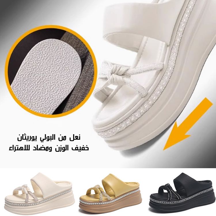 Healthy-foot صندل نسائي من الجلد الطبيعي بكعب سميك، مكشوف من الخلف، بارتفاع 6 سم يطيل القامة ويرفع الساقين، مثالي للارتداء اليومي-healthy-foot