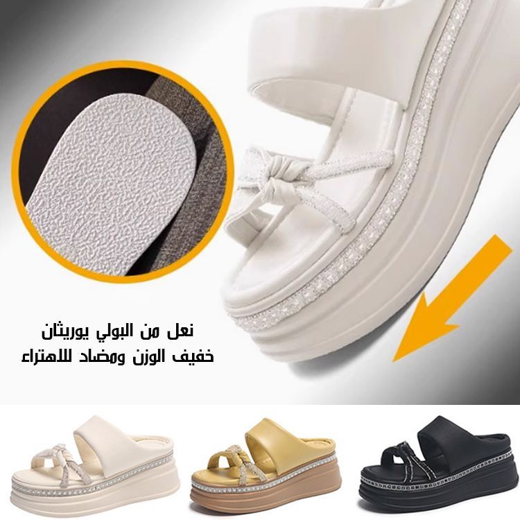 Healthy-foot صندل نسائي من الجلد الطبيعي بكعب سميك، مكشوف من الخلف، بارتفاع 6 سم يطيل القامة ويرفع الساقين، مثالي للارتداء اليومي-healthy-foot