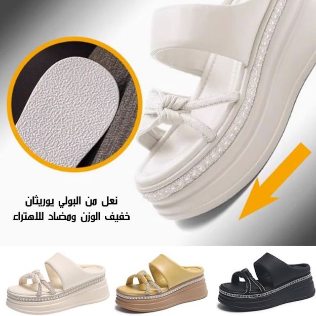 Healthy-foot صندل نسائي من الجلد الطبيعي بكعب سميك، مكشوف من الخلف، بارتفاع 6 سم يطيل القامة ويرفع الساقين، مثالي للارتداء اليومي-healthy-foot