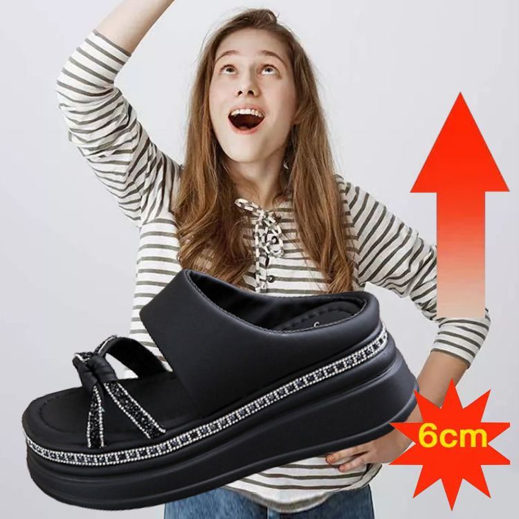 Healthy-foot صندل نسائي من الجلد الطبيعي بكعب سميك، مكشوف من الخلف، بارتفاع 6 سم يطيل القامة ويرفع الساقين، مثالي للارتداء اليومي-healthy-foot