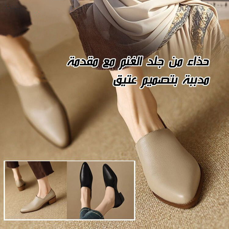 Healthy-foot حذاء نسائي مدبب ومريح من جلد الغزال مع كعب منخفض 3 سم، سهل الارتداء وغير مرهق، مثالي للتنقل أو العمل المكتبي-healthy-foot