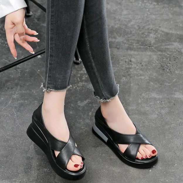 Healthy-foot صندل نسائي أنيق مفتوح من الأمام بكعب 7 سم، بسيط وأنيق ومريح؛ سهل التنظيف بمسحة بسيطة-healthy-foot