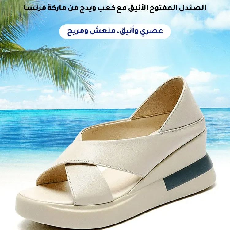 Healthy-foot صندل نسائي أنيق مفتوح من الأمام بكعب 7 سم، بسيط وأنيق ومريح؛ سهل التنظيف بمسحة بسيطة-healthy-foot