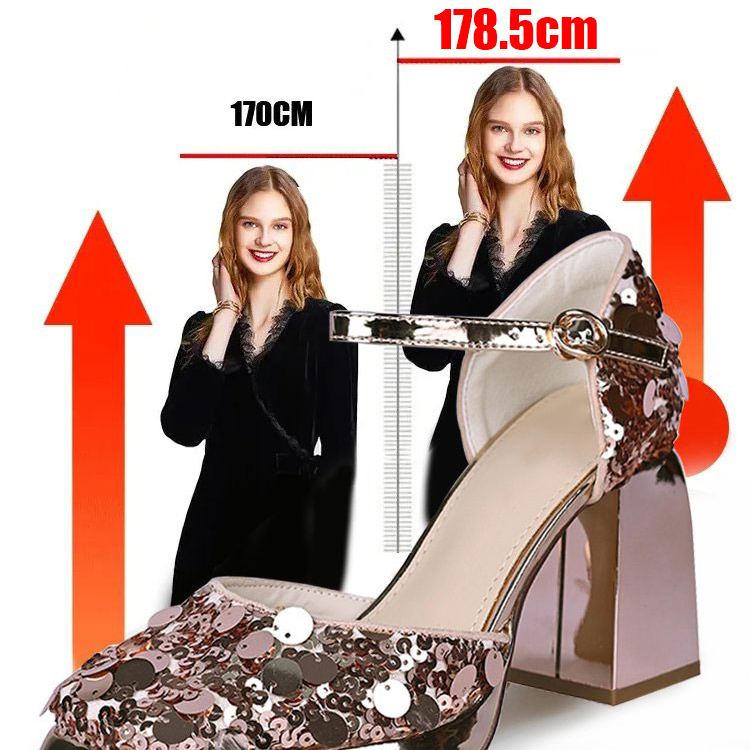 Healthy-foot حذاء كعب عالٍ للسيدات للمناسبات، مزيّن بترتر لامع، كعب بارتفاع 6 سم، أنيق وملفت للأنظار-healthy-foot