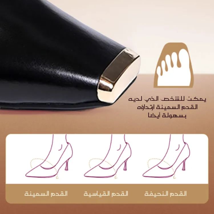 Healthy-foot حذاء نسائي فرنسي الصنع ذو مقدمة مربعة وكعب مفتوح من الجلد اللامع وكعب عالٍ 5 سم، تصميم مقدمة معدنية، بسيط وأنيق، مناسب أكثر للخروجات اليومية أو ارتداء المكتب-healthy-foot