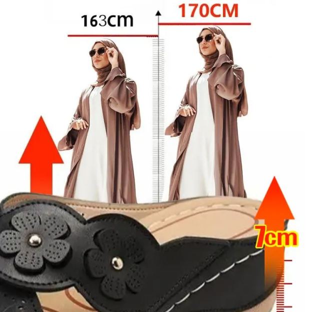 Healthy-foot  صندل بكعب عريض وحجم كبير مزين بتصميم زهور عتيقة