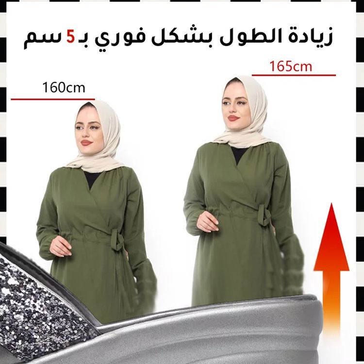 Healthy-foot شبشب أنيق مزين بترتر براق وزينة على شكل فيونكة بكعب ويدج