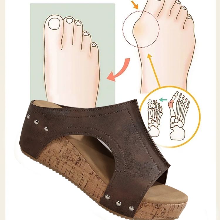 Healthy-foot صندل نسائي مفتوح من الأمام، بتصميم عربي عتيق، تصميم بسيط وأنيق، مناسب للارتداء اليومي-healthy-foot