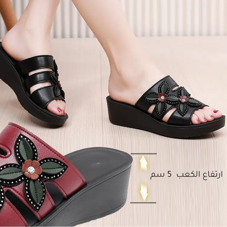 Healthy-foot  حذاء كعب للسيدات بتصميم كلاسيكي مضاد للانزلاق، ارتفاع الكعب 5 سم، مثالي للأمهات، يوفر أداءً ممتازًا ضد الانزلاق-healthy-foot